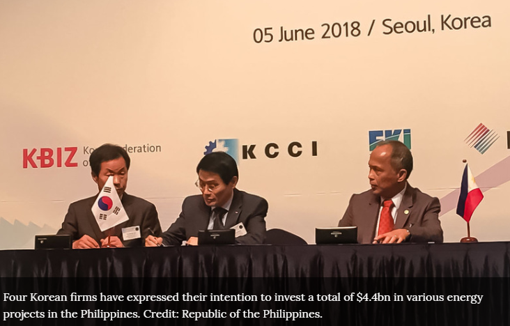 四家韓國公司將在菲律賓能源領(lǐng)域投資44億美元
