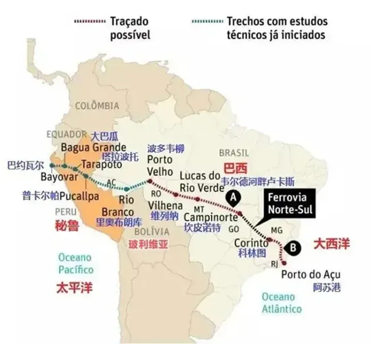 中國與巴西簽署兩洋鐵路合作諒解備忘錄，打造6500公里南美大陸橋
